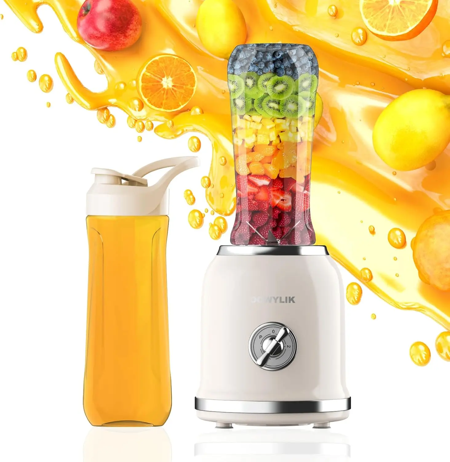 

Retro Blender, 3-Speed Smoothie Maker with 6-Edge Blade & 2x 20oz BPA-Free Travel Cups