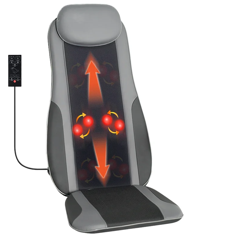 Portable Plug-In Manual-Wired Control Knead Full Body Head Seated Heater Puff Car Massager Pad Neck Back Massage Chair Cushion
