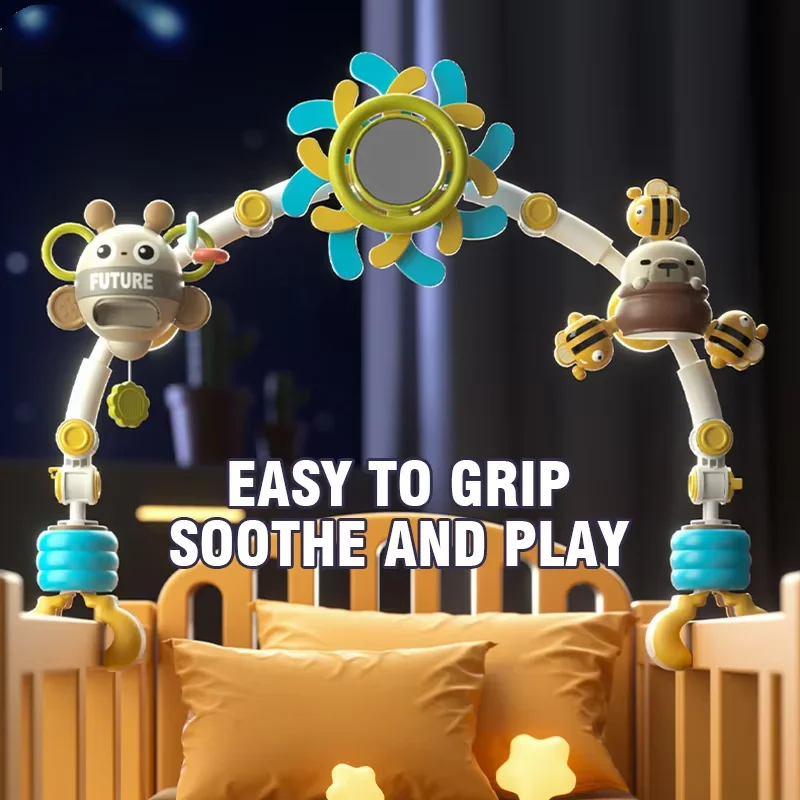 Zabawki Montessori dla niemowląt, grzechotka w kształcie pszczoły do łóżeczka, dzwonek, grzechotka dla noworodków, zabawka sensoryczna, bezpieczna do wózka, do zawieszenia na siedzisku, zabawka do zawieszenia w samochodzie.