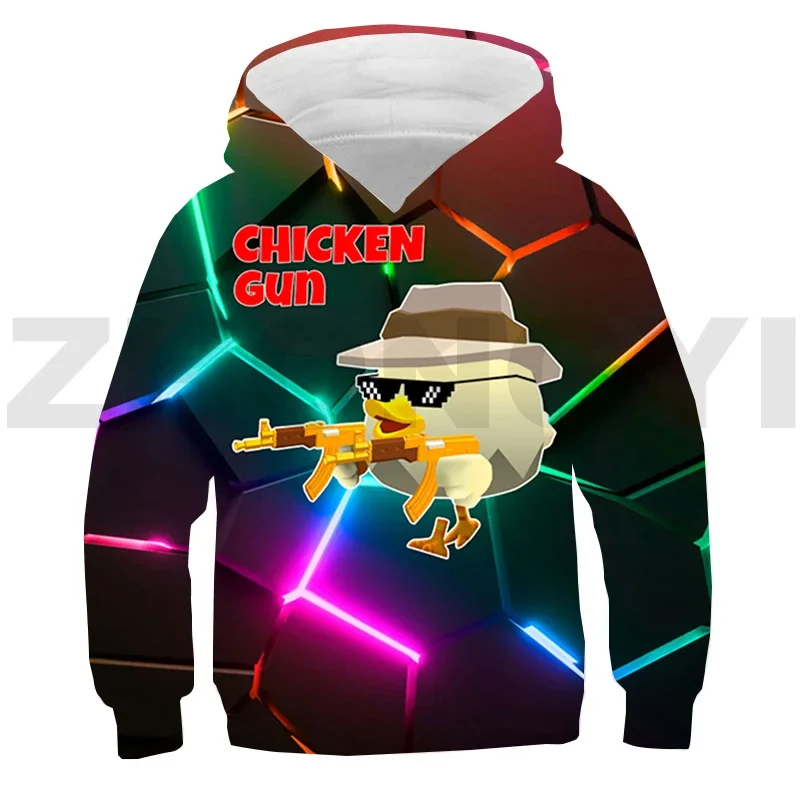 

3D Printed Chicken Gun Hoodie Anime Oversized Sweatshirt Children Gift Cartoon Graphic Chicken Gun Hoodies Fashion Streetwear