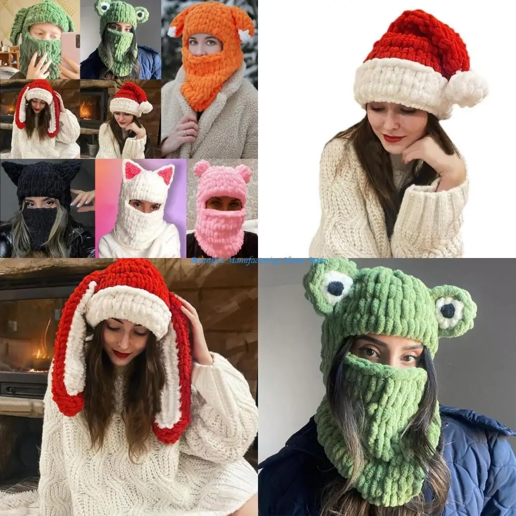 

E56A Женские вязаные шапки Косплей Праздничная шапка Антистатическая зимняя шапка Спортивные лыжные шапки