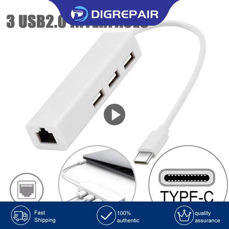 to RJ45 Lan Network Card 4 in 1 USB 2.0 Hub For Laptop Adapter Computer 4 Port Dock Station RJ45 Notebook Type-C Splitter