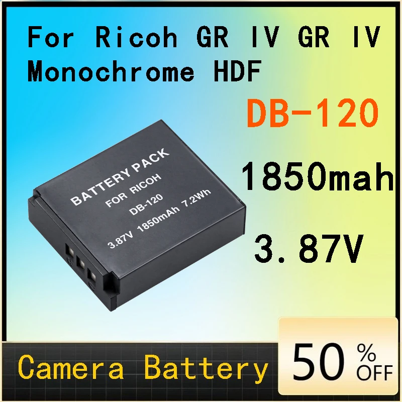 

New 1850mAh DB-120 Rechargeable Battery Suitable for Ricoh GR IV GR IV Monochrome HDF Cameras and Chargers