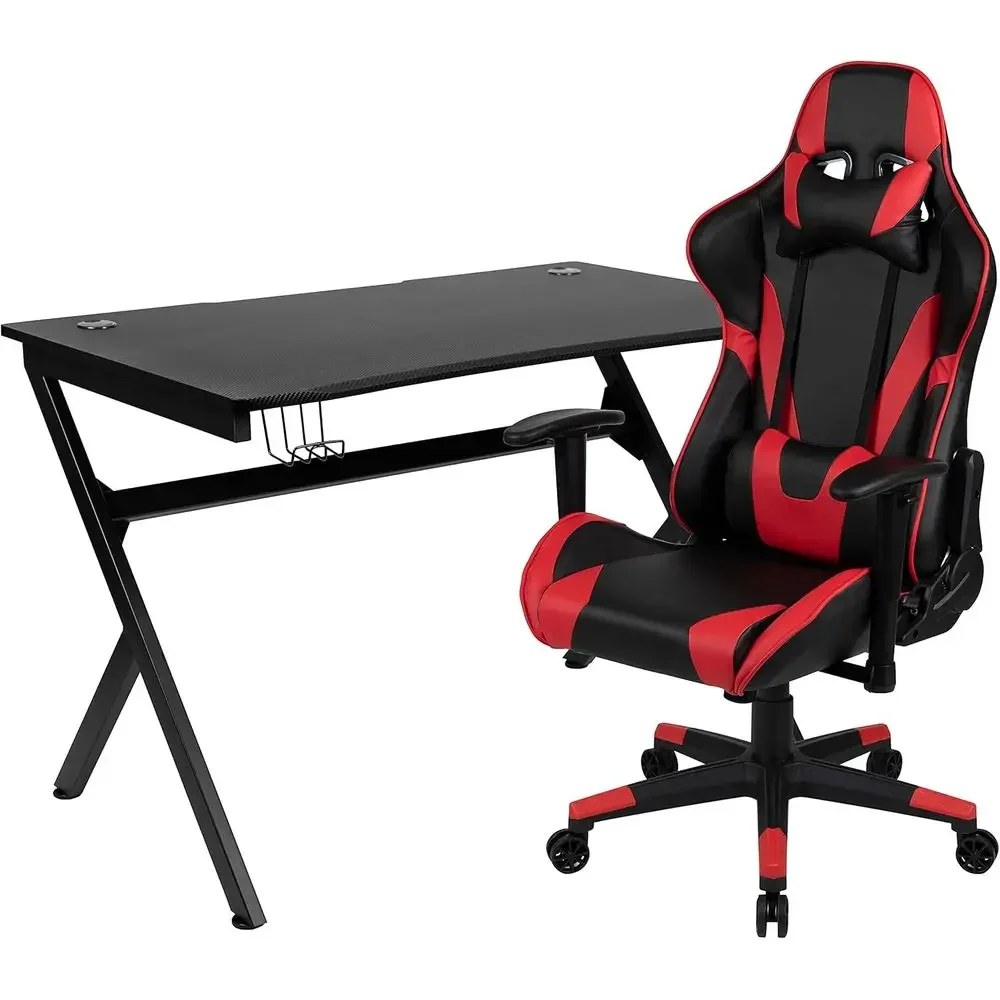 

Special OfferEMMA + OLIVER Gaming Bundle-Desk, Cup Holder/pe Hook & Red Reclining Chair