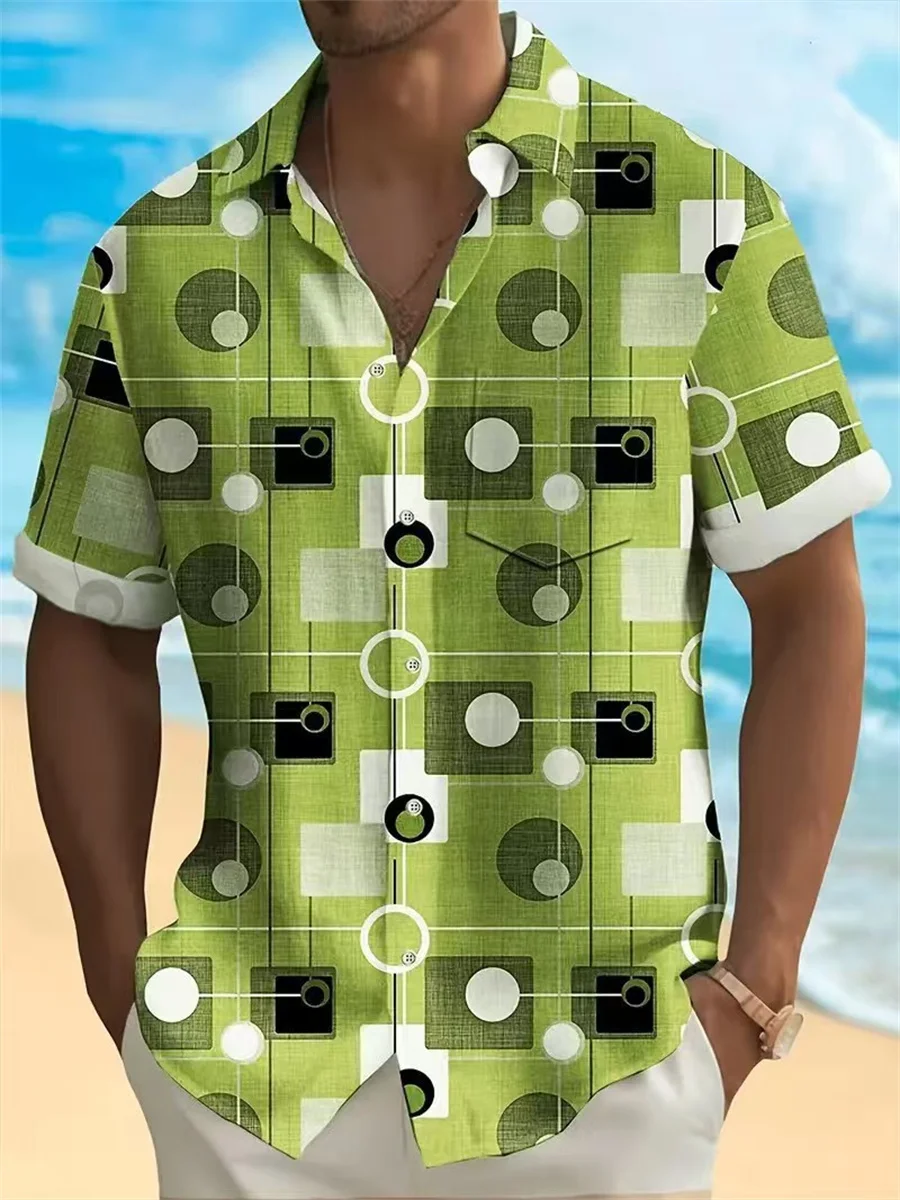 Летняя мужская рубашка с короткими рукавами и цветочным принтом в стиле ретро, модная свободная универсальная пляжная рубашка с цветочным принтом, верхняя рубашка с полным принтом
