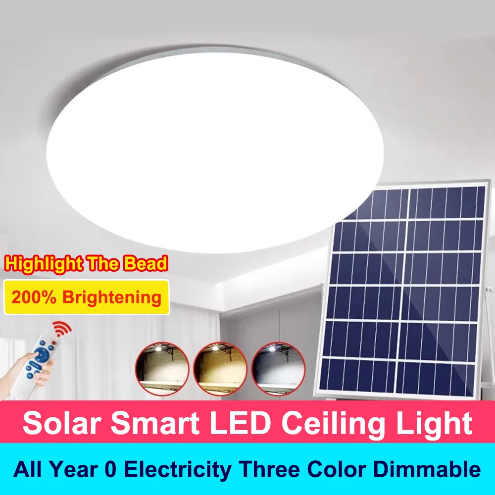 Solar powered ceiling light remote control light timed light indoor balcony courtyard door light solar powered extension cord