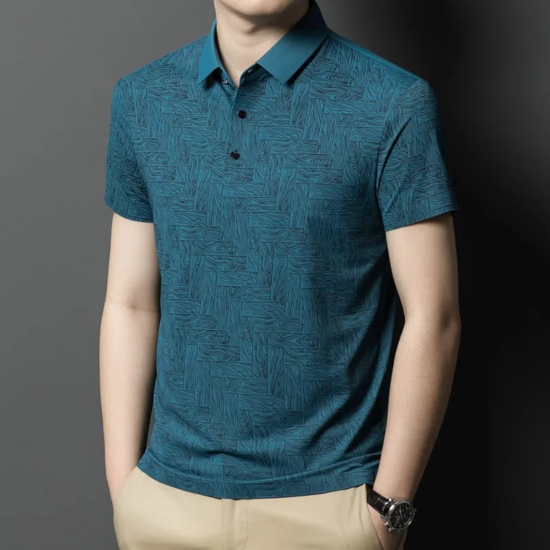 

Ice Silk Summer Men's Short-sleeved High-end New Business POLO, Casual Lapel Thin Polo, Breathable, Fashionable and Individual