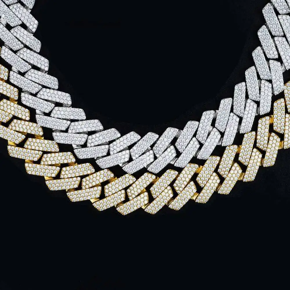 Luxury 6mm-10mm Width Iced Out Moissanite 925 Sterling Silver High Quality Hip Hop Cuban Necklace.