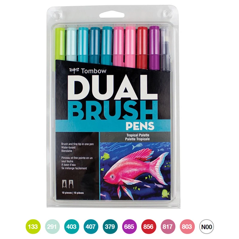 Tombow ABT Dual Brush Pen Art Markers Calligraphy Drawing Pen Set Bright Blendable Brush Fine Tip Watercolor Lettering Supplies