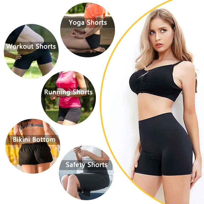 Vaslanda Women Safety Slip Shorts Under Skirt Anti Chafing Boxer High Waist Boyshorts Anti-emptied Panties Yo Ga Short Pants