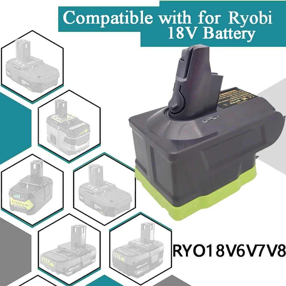 Convertitore adattatore batteria agli ioni di litio RYO18V6/V7/V8 per batteria agli ioni di litio Ryobi 18V per aspirapolvere serie Dyson V6 V7 V8 P108