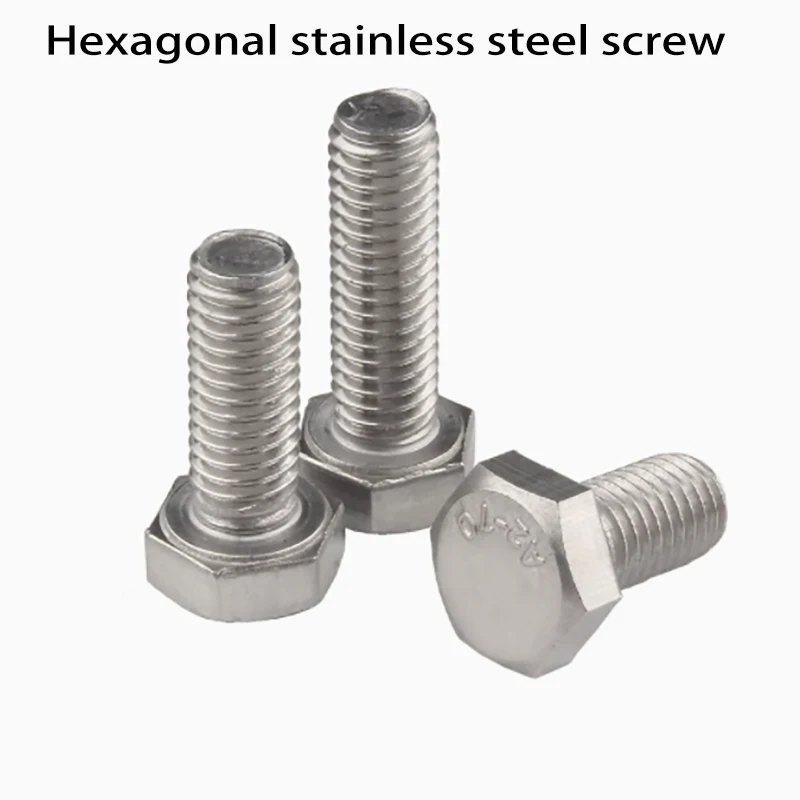 1/2/5/10/20pcs M14  M16 M18  M12 DIN933 304 Stainless Steel Hexagon Head Bolt Full Thread External Hex Hexagon Head Screws