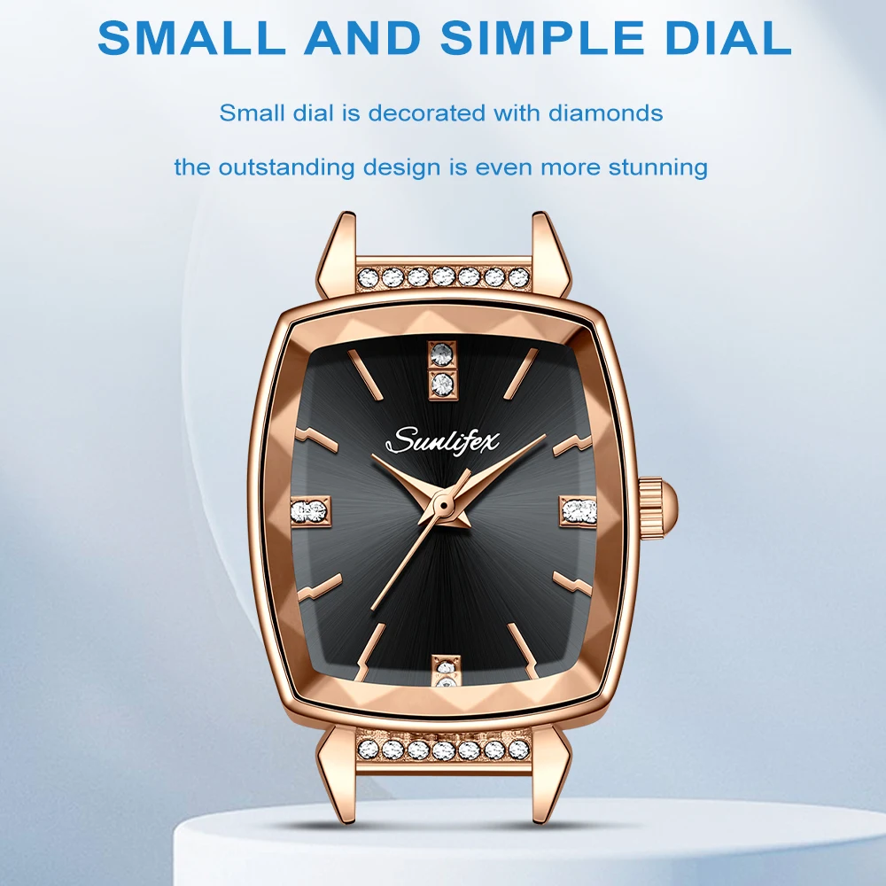 Orologio da donna Sunlifex orologio al quarzo con cinturino in pelle di diamante grazioso originale