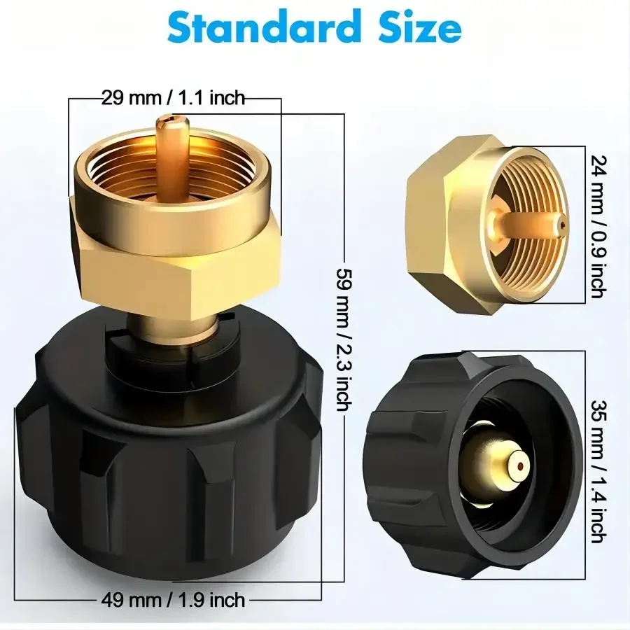 Adaptador de recarga de botella de propano para tanque de cilindro de Gas para pícnic al aire libre, adaptador convertidor de válvula reguladora QCC1, salida de fábrica de herramientas para barbacoa