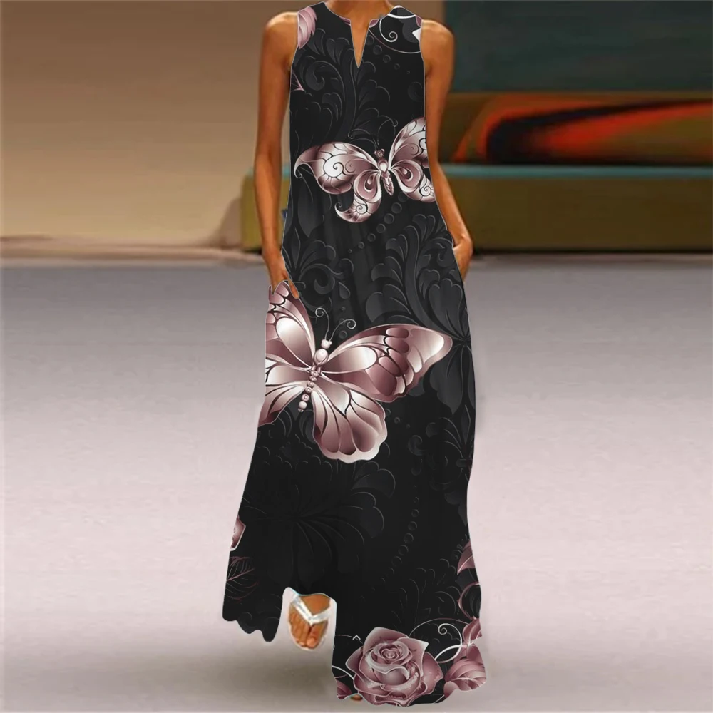 Chinese Style Retro Peony Flower Print Sexy Fashionable V-neck Dress Casual Vacation Travel Dress Party Dinner Evening Dress