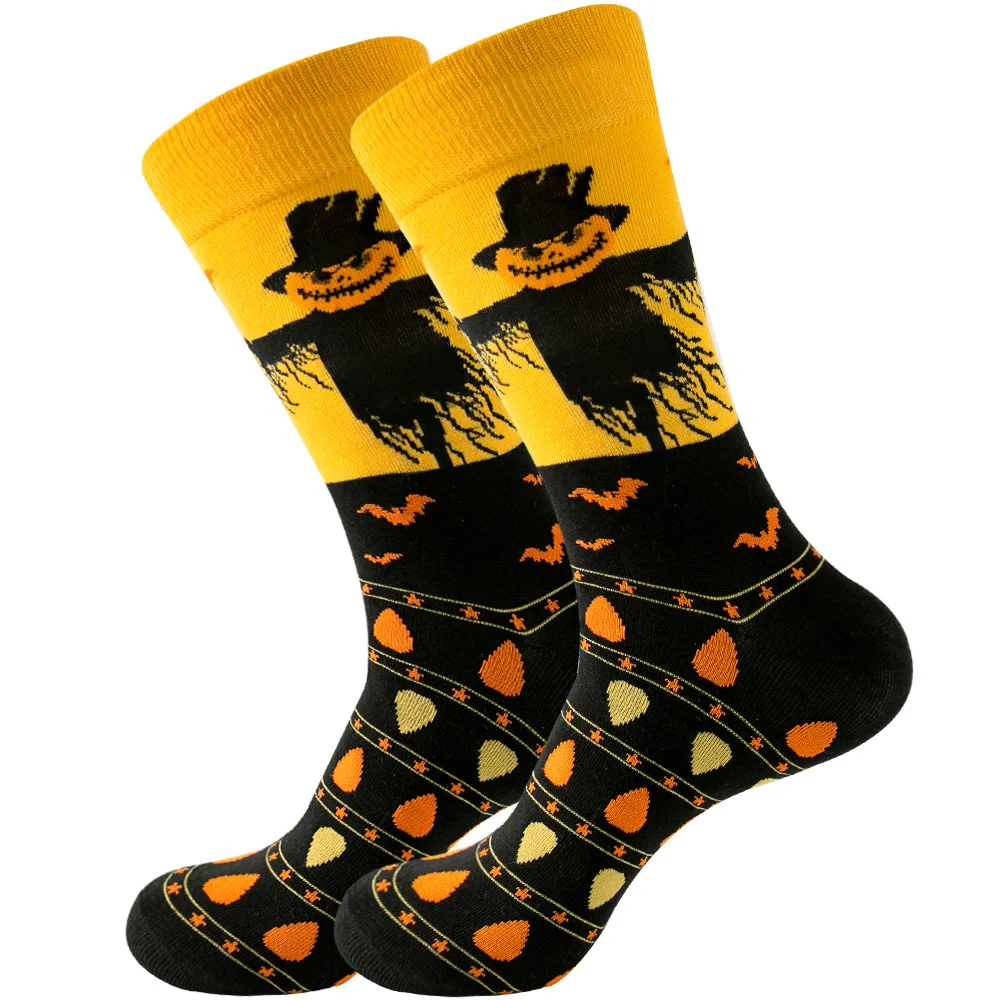 5 Pairs Halloween Socks for Men Women Skeleton Skull Funny Socks Pumpkin  Monster Bat Cotton Socks Autumn Winter EUR38-45