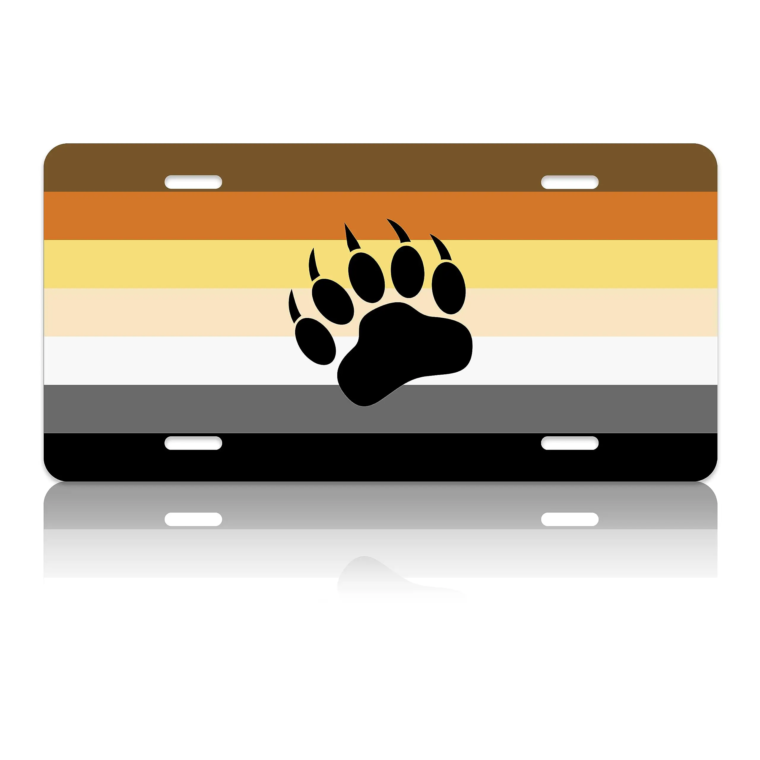 Pride Bear paw License Plate LGBT License Plate Cover Personalise Car Front Rust-Proof Stainless Steel Metal Car Plates Tag Funn