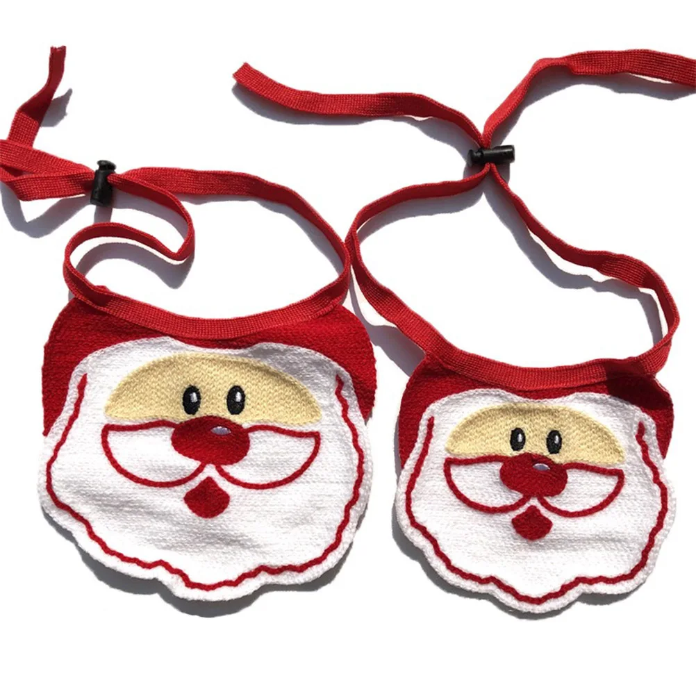 

2Pcs Pet Saliva Towel Christmas Bib Adjustable Dog Cat Santa Claus Hairpin Keep Clean Comfortable