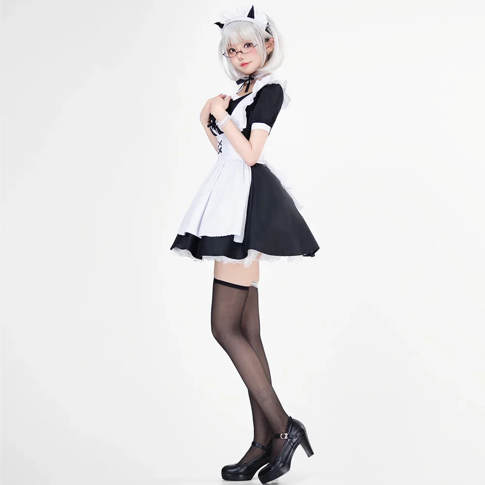Anime Kawaii Lolita Girl Cat Maid Dress Uniform Outfits Cosplay Costume Japanese Cute Coffee Maid Role Play Suit Halloween - view 4