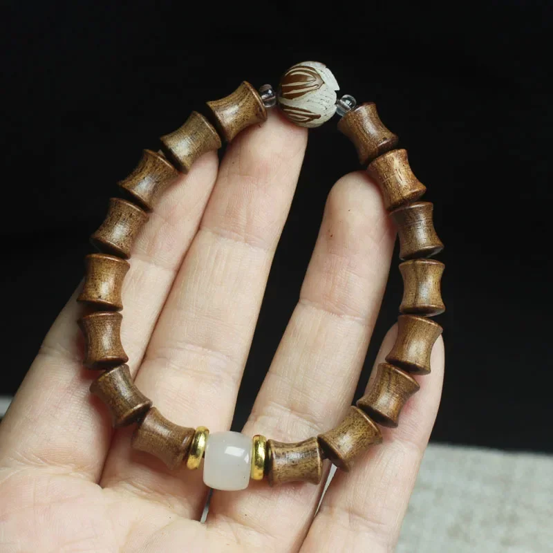 

Black pear wood bamboo beads 8mm hand string Buddhist beads bracelet bodhi root hand string men and women rosary beads