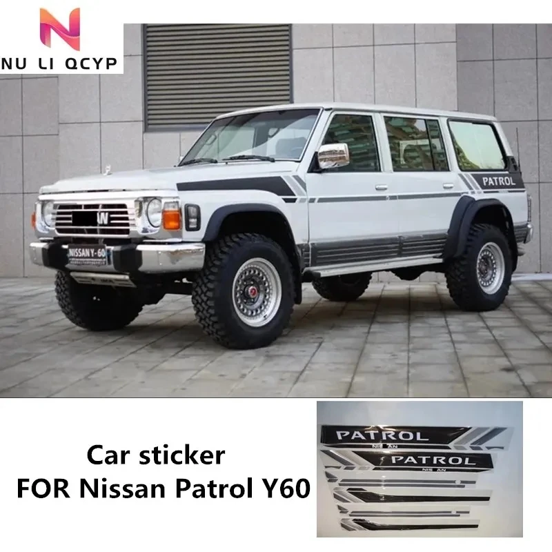 

2PCS car sticker FOR Nissan Patrol Y60 body left and right side decoration sports Vinyl Film accessory