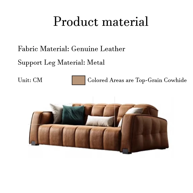 Top-grain Leather Electric Sofa Retractable Straight Row Couch Lounge Minimalist Full Size Frame Hotel Furniture Living Room