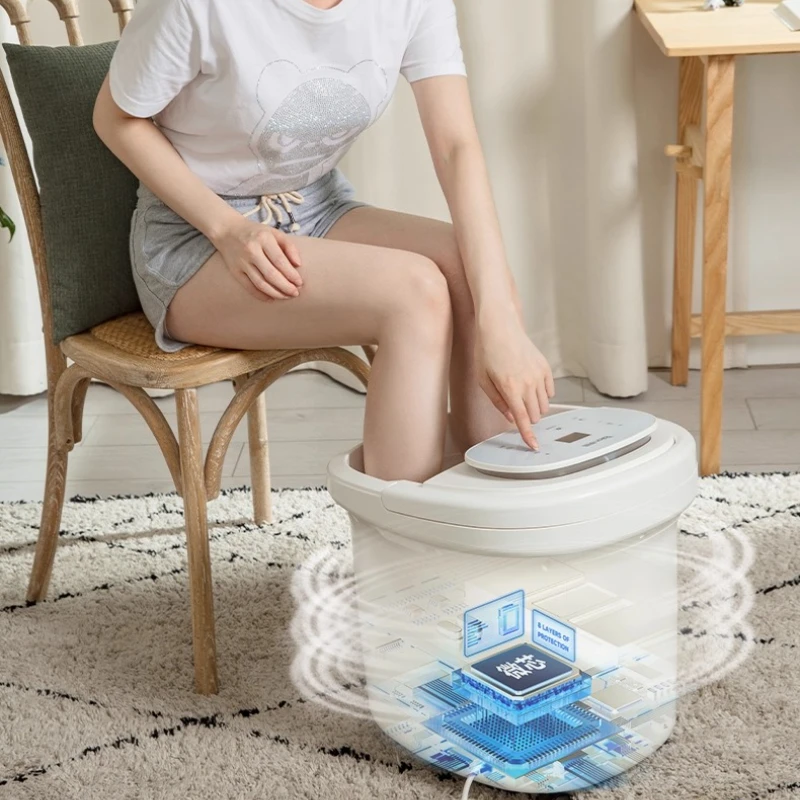 حمام سبا أوتوماتيكي ساخن للقدمين، مدلك كهربائي بدرجة حرارة ثابتة مع فقاعات ركوب الأمواج، أنبوب تصريف، وظيفة الذاكرة، ضوء LED #2