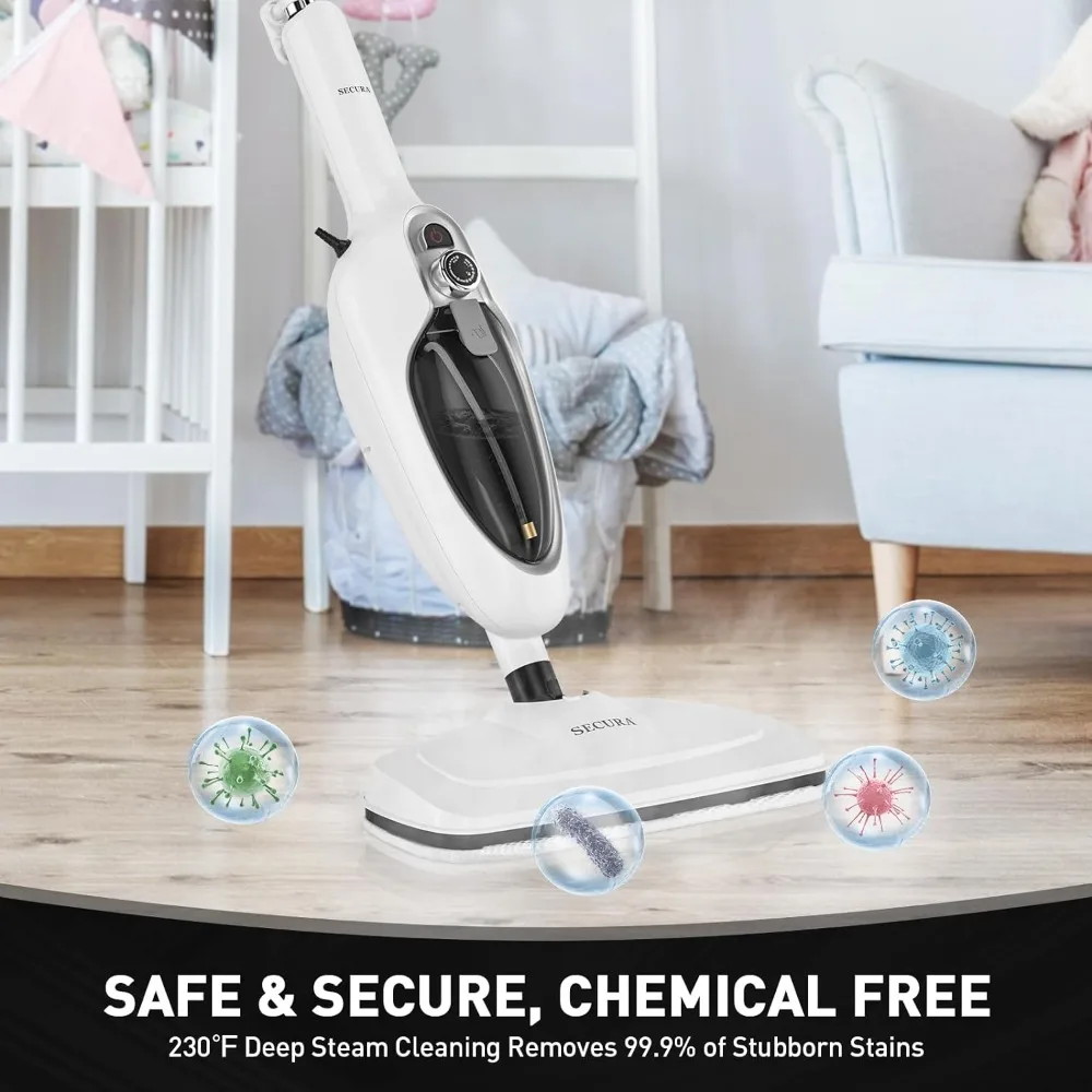 Steam Mop 10-in-1 Convenient Detachable Steam Cleaner, White Multifunctional Cleaning Machine Floor Steamer