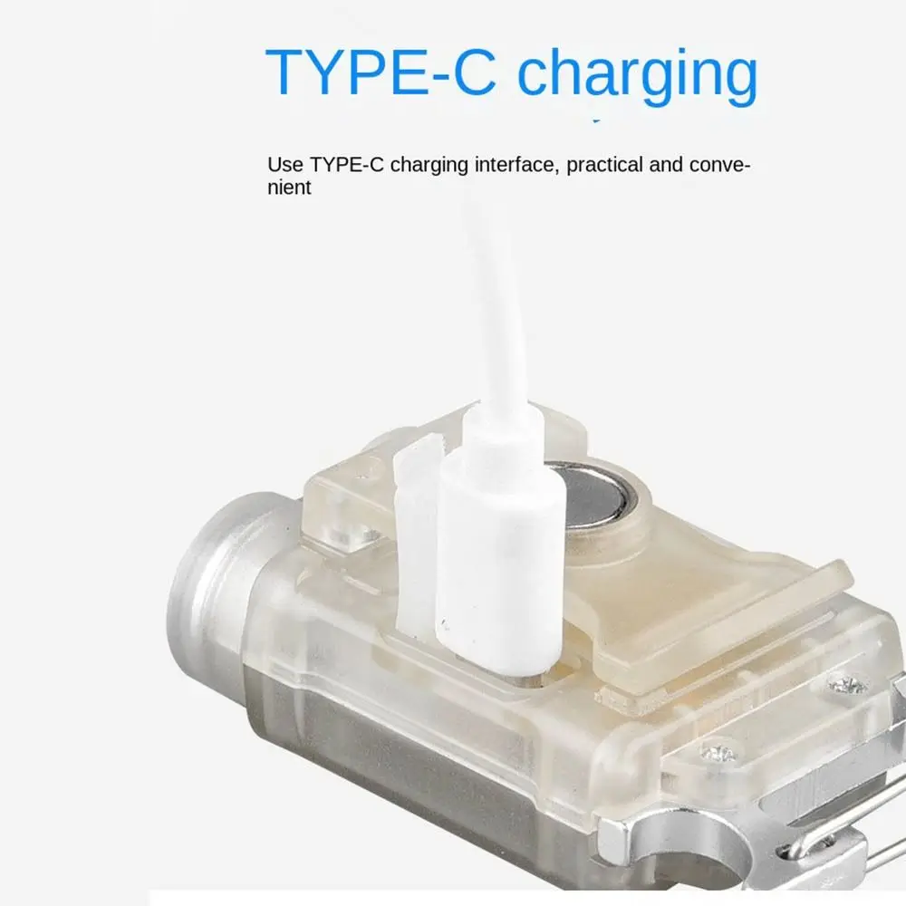 Mini 6 Modes Keychain Light Dual Light Source Magnetic Fluorescent Flashlight Waterproof Lightweight Hat Lamp Outdoor Fishing