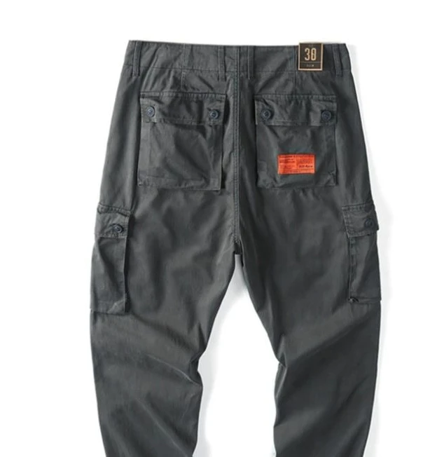 Japanese Retro Washed and Old Casual Trousers Street Shot Army Green Multi-pocket Loose Straight Overalls Casual and Cargo Pants