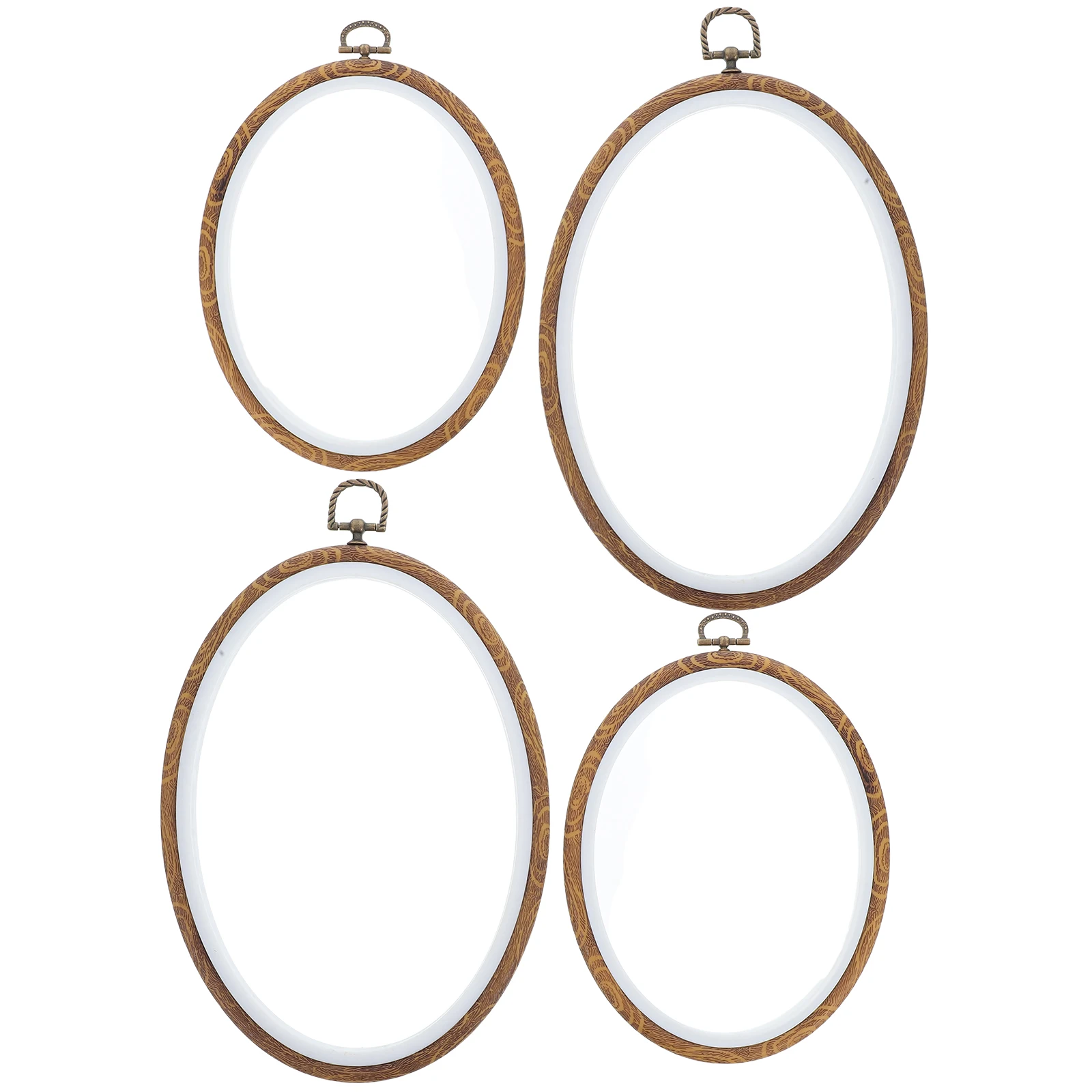 

4pcs Embroidery Hoops Mini Cross Stitch Frames Imitated Wooden Circles DIY Plastic Rings for Handcraft Sewing