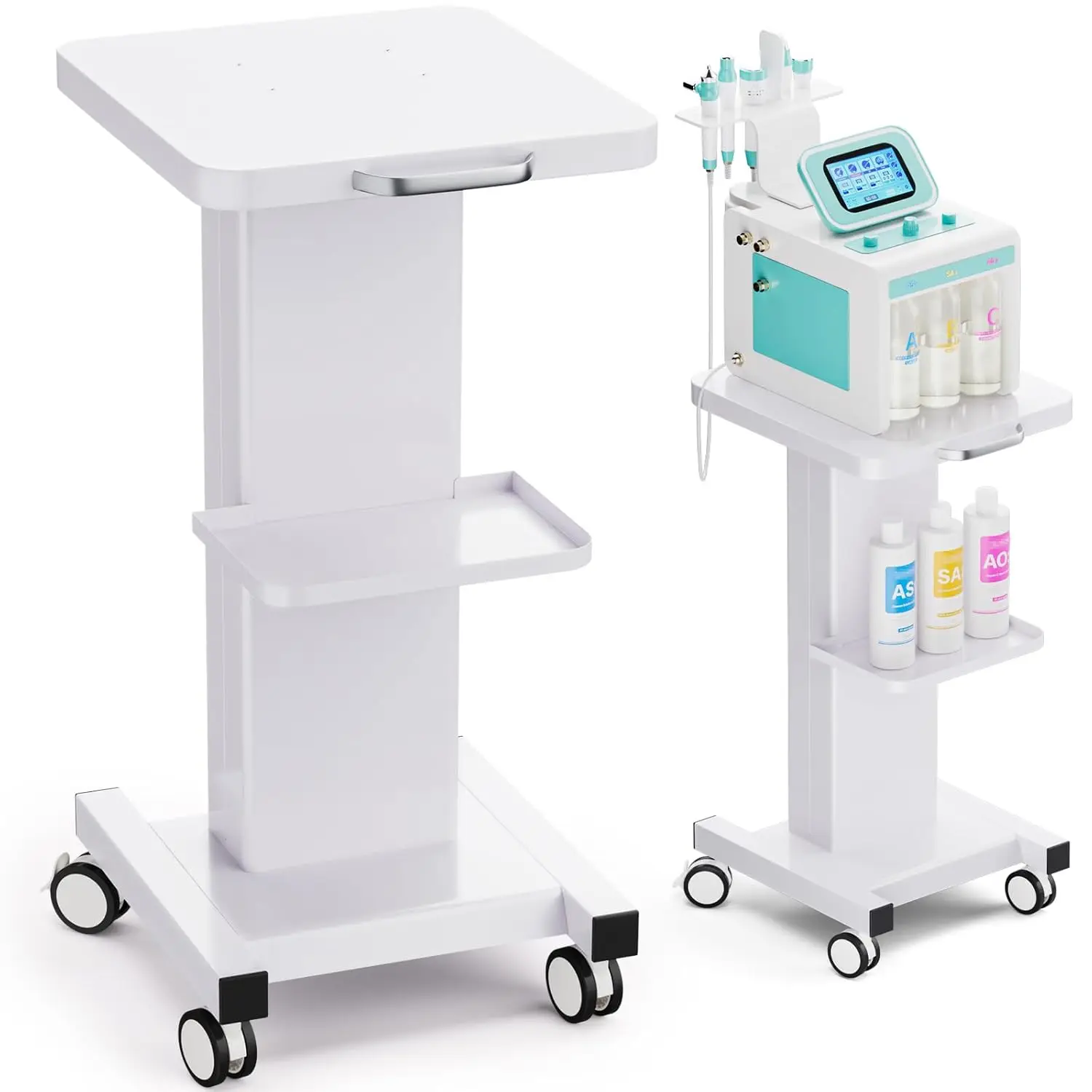 

Тележка для косметолога из углеродистой стали, сверхмощная тележка для лица, нагрузка 220 фунтов, 3-уровневая профессиональная тележка на колесиках