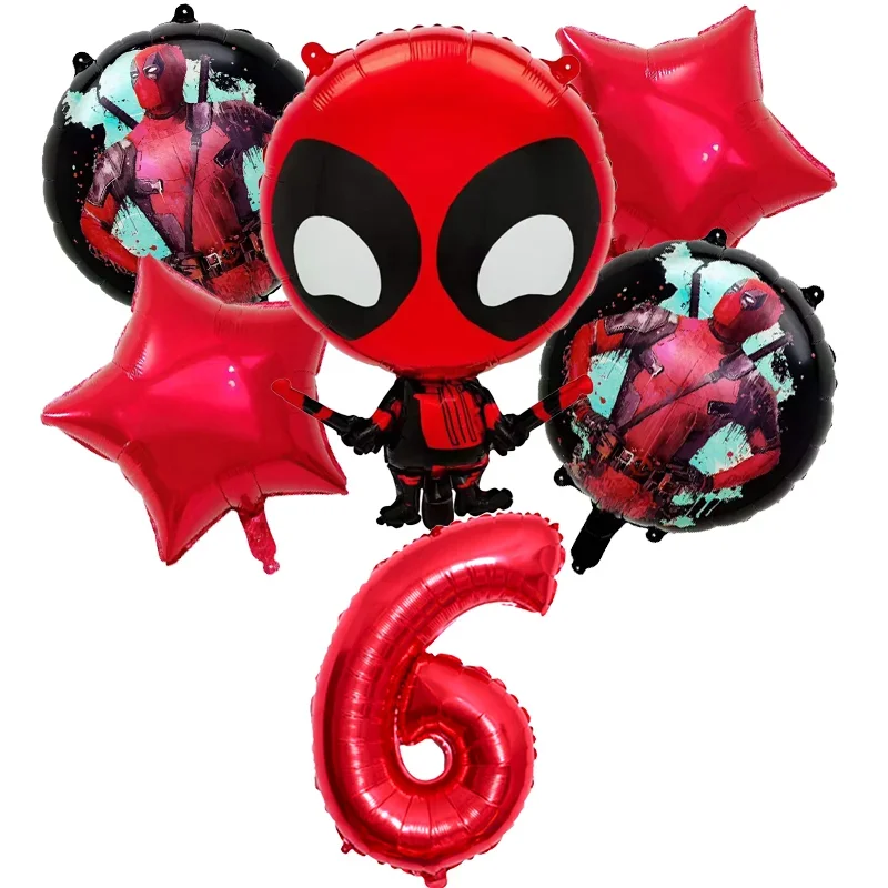 Deadpool Compleanno Palloncini Set Ragazze Ragazzi Decorazione per feste Numero Palloncini Abito Marvels Ornamenti Sfondo Baby Shower Decor Regalo