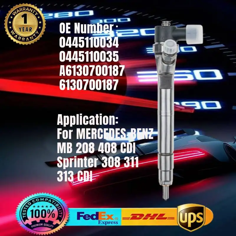 

0445110034 0445110035 A6130700187 6130700187 Common Rail Fuel Injector for MERCEDES-BENZ 208 408 Sprinter 308 311 313 CDI