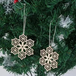 10pcs Christmas DIY Assorted Wooden Snowflake with String Cutouts Craft Embellishment Gift Tag Wood Ornament for Wedding