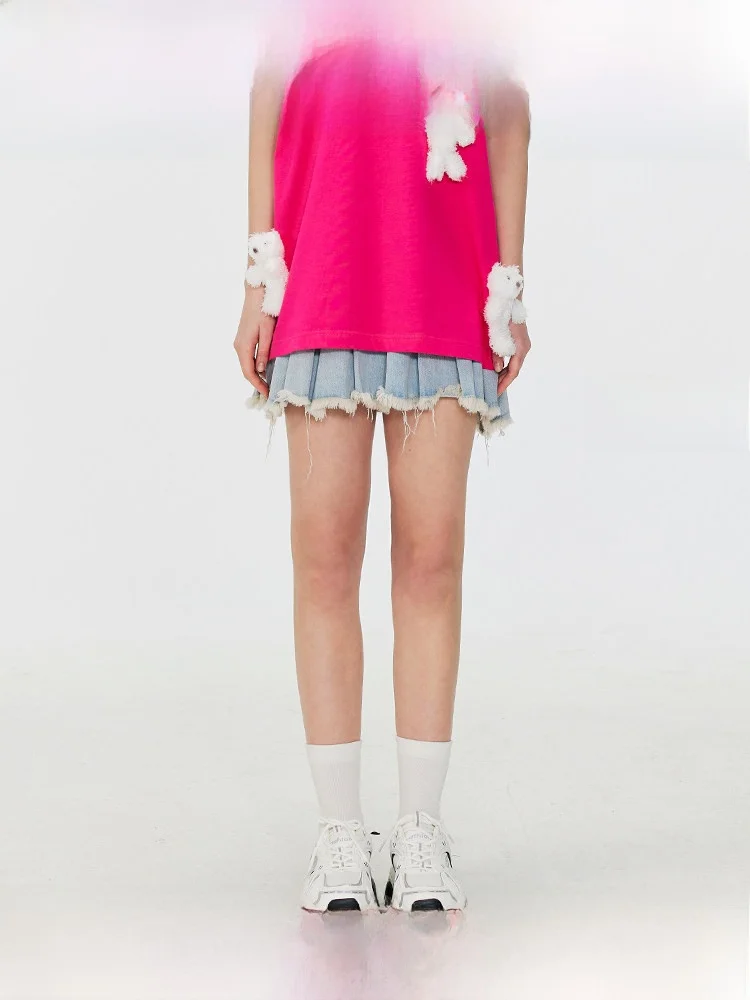 

Faionable Ruffled Hem Denim Skirt for Women mid Waist Cotton Blend Summer New Arrival Versatile ort Skirt