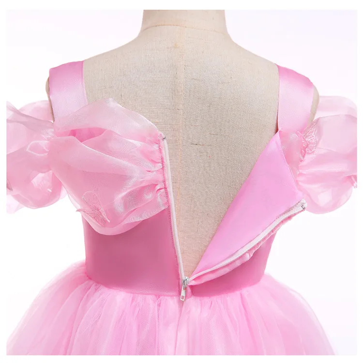 Halloween Cosplay Fairy Tale Princess Girl Butterfly Puff Sleeve Mesh Dress For Birthday Party Performance Carnival Party Outfit