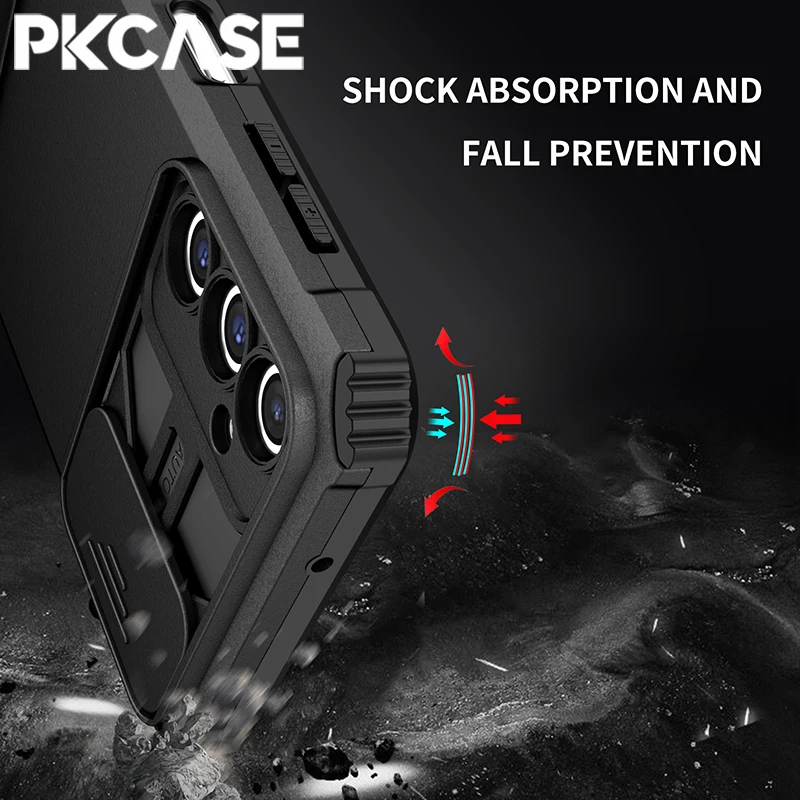 PKCASE Slide Push Window Case For Samsung Galaxy A17 A56 A36 A26 A16 A06 A55 A35 A25 A15 A05 A05s Shockproof Stand Phone Cover