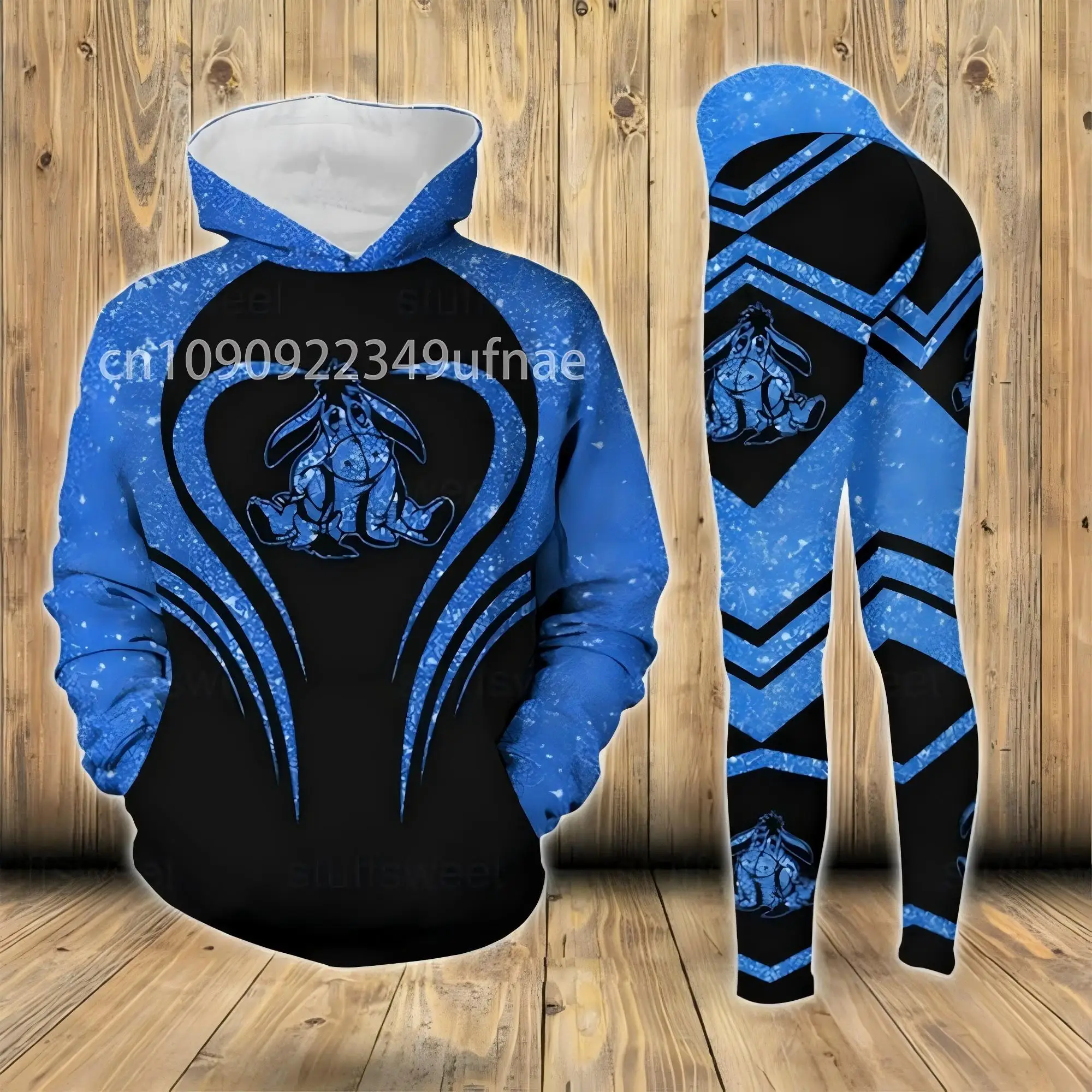 Personalized Disney Mickey Mouse Minnie 3D Women's Hoodie and Leggings Suit Minnie Yoga Pants Sweatpants Fashion Sports Suit Set