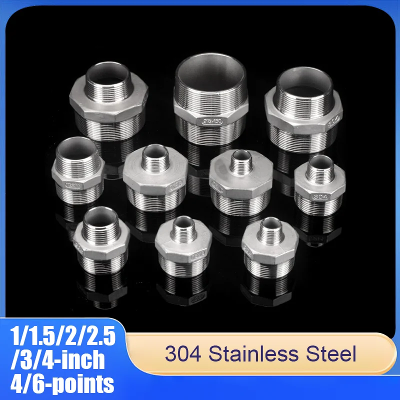 

1/1.5/2/2.5/3/4-inch 304 Stainless Steel Double External Thread Adapter to 4/6-points Reducing Elbow Pipe Fitting