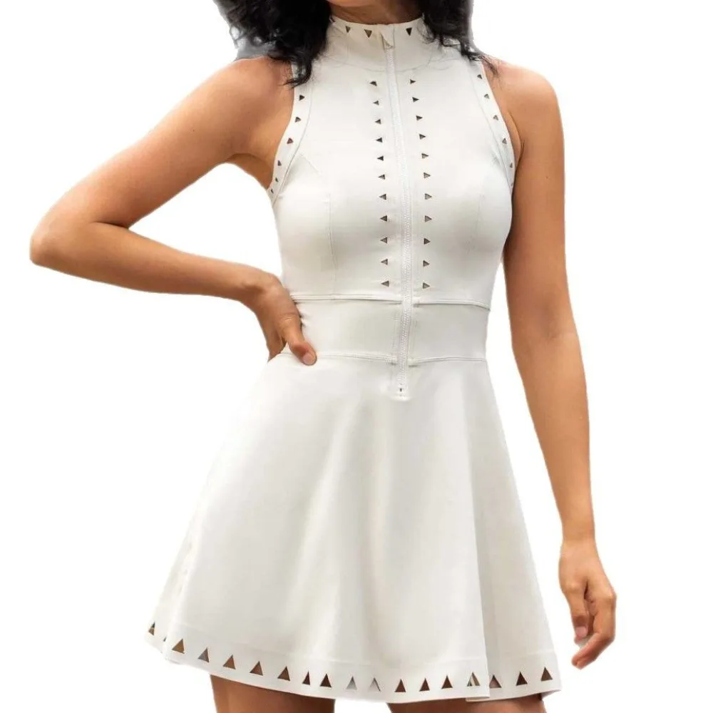 2PCS Anti Shorts Zipper High Neck Yoga Set Fitness Tennis Skirt Dress Workout Golf Sportswear Gym Workout Clothes Women Suits