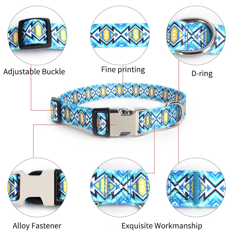 Dog Collar Personalized Adjustable Free Engraved Pet Name Tag Collars Dog Supplies Anti-Lost Print Dog Id Customized Necklace
