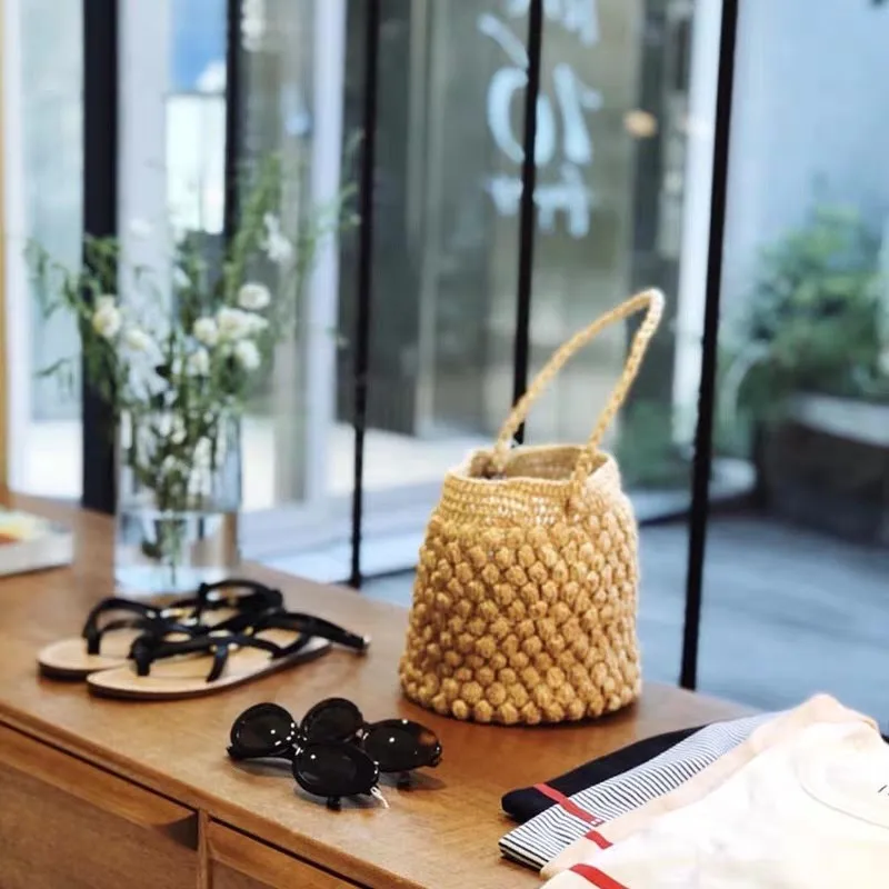 Yogodlns Sommer Stroh Umhängetasche Frauen Große Kapazität Rattan Eimer Tasche Handarbeit Gewebt Strand Tasche Mode Urlaub Handtasche Tote – Detail 24