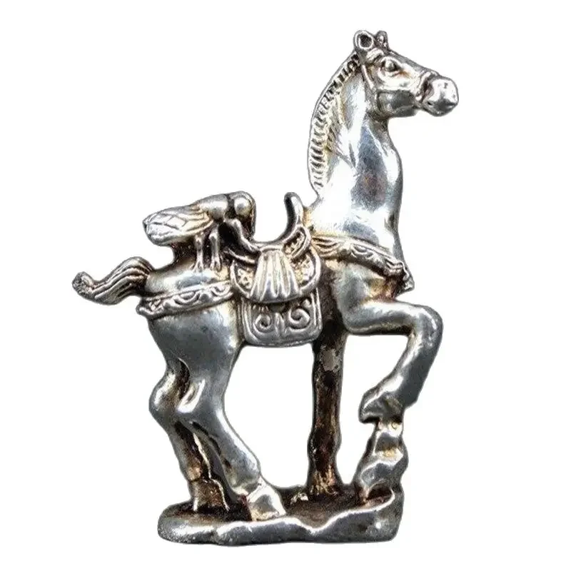 Collectibles OLD HANDWORK MIAO SILVER CARVING HORSE WONDERFUL STATUE