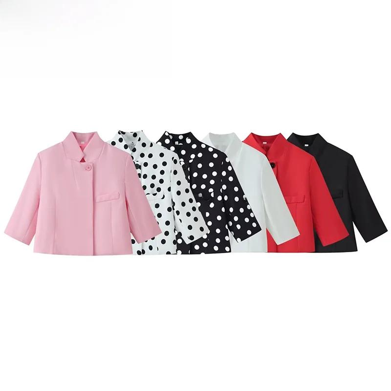 

Versatile Short Suit Jacket for Women ZR Summer New Arrival Fashionable Design Polyester Material Long Sleeve Pure Color