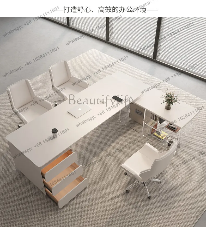 

Slate desk simple modern manager large class light luxury high sense office boss table and chair