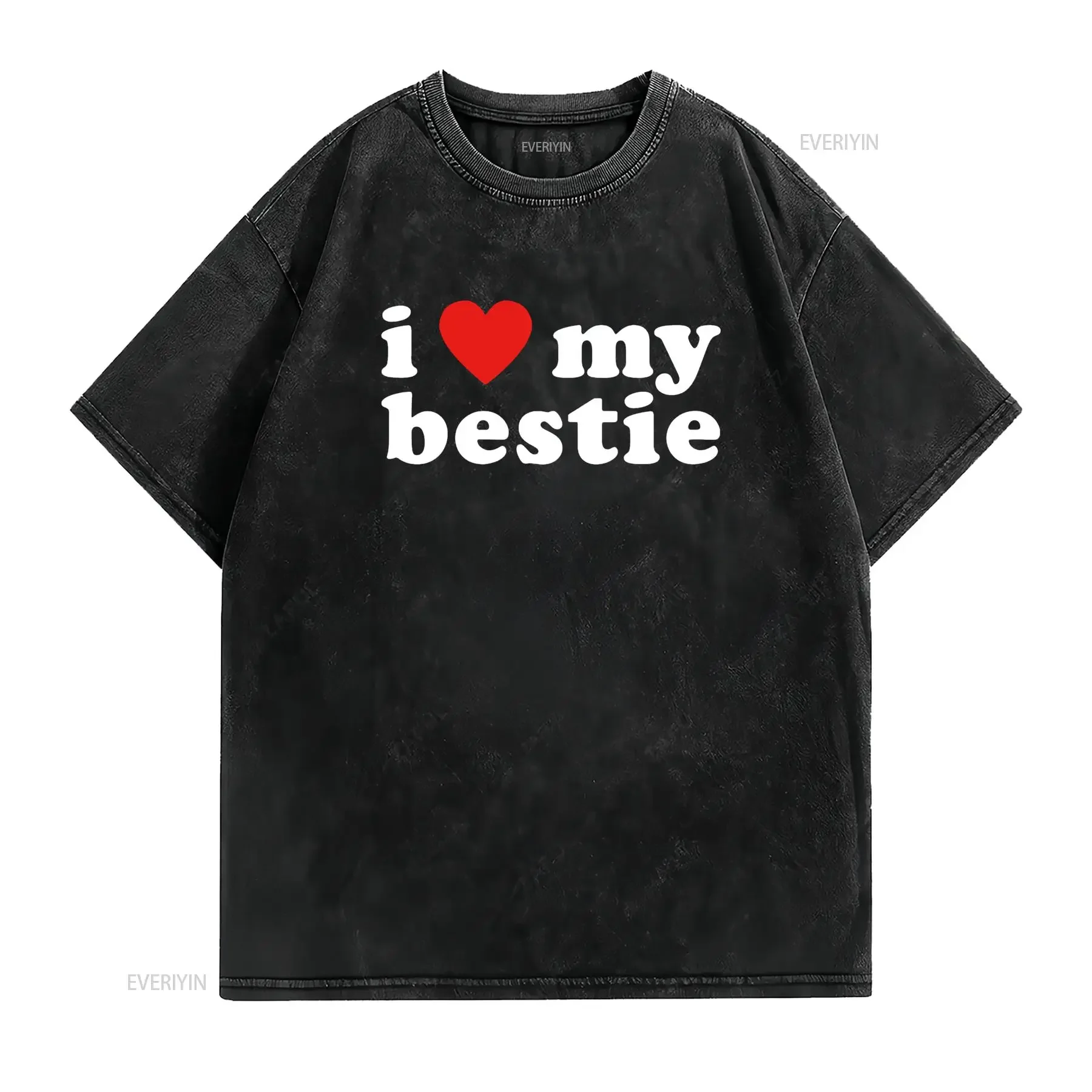 أنا أحب بلدي أفضل صديق BFF لطيف مطابقة الأصدقاء القلب تي شيرت خمر غسلها موضة لينة مصمم الملابس الرسم