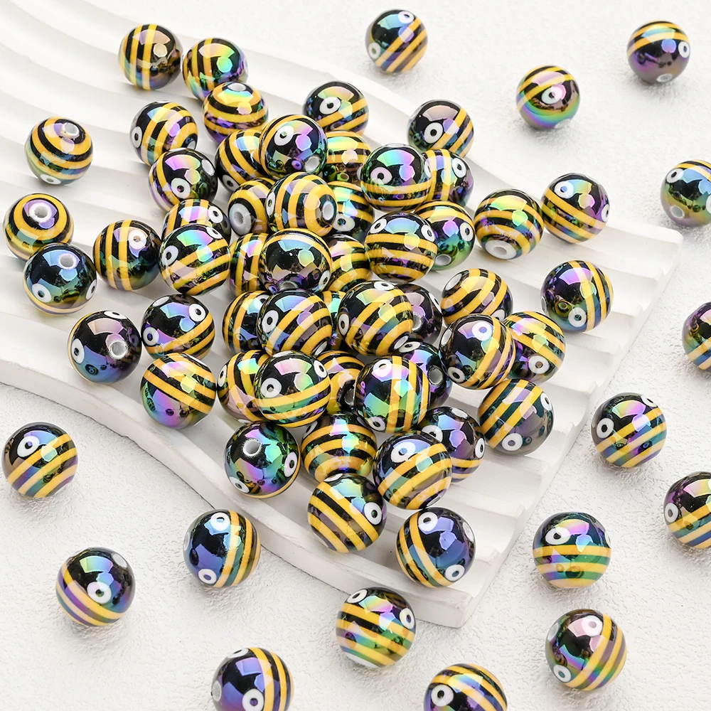 

10Pcs 16mm Acrylic Round Beads Color Printed Loose Bead For Baby Teething Necklace Accessories DIY Baby Pacifier Chain