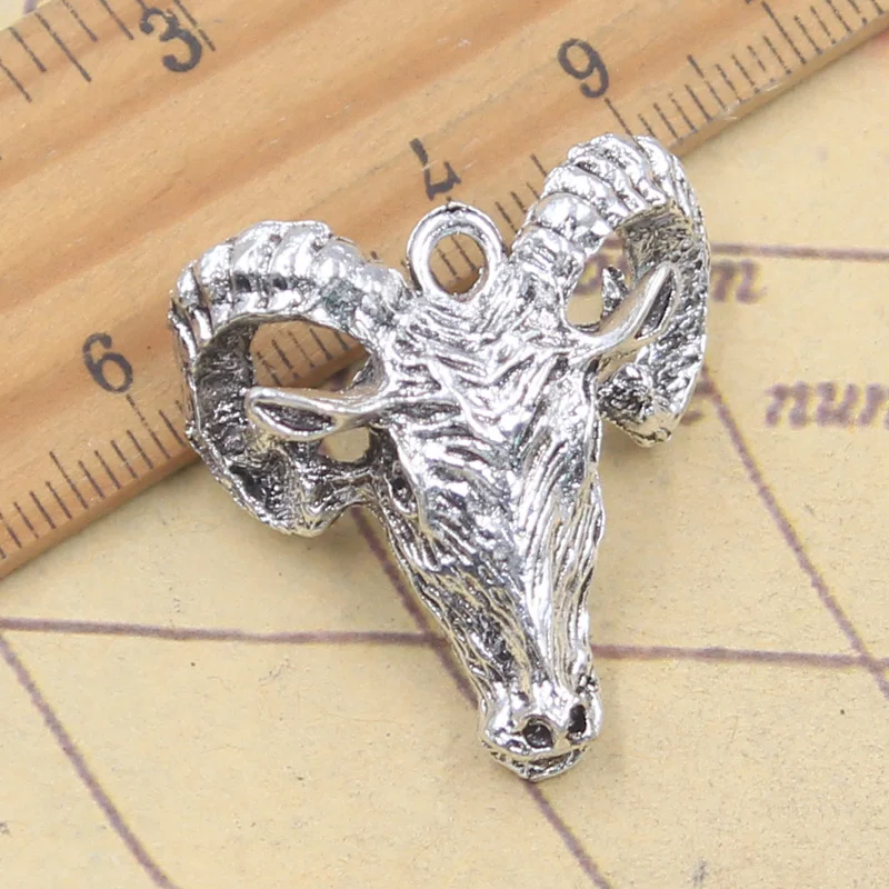 5pcs Charms Antelope Sheep Head 30x28x11mm Antique Silver Color Pendants Making DIY Handmade Tibetan Finding Jewelry
