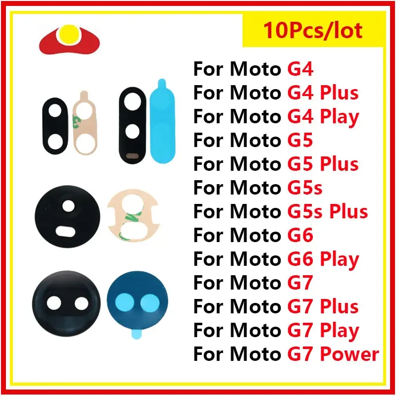 

10Pcs Rear Back Camera Glass Lens For Motorola Moto G4 G5 G5s G6 G7 Plus Play Power With Glue Sticker Replacement